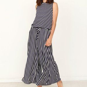 NWT Navy & White Stripe Blouson Jumpsuit  - Small